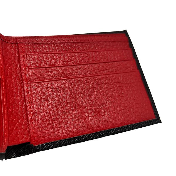 Portafoglio in pelle Porta carte da uomo Borsa portatile Fermasoldi sottile a 8 slot Artigianato tedesco Strato interno rosso Porta monete pieghevole b2519