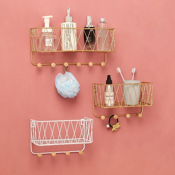

bathroom storage & organization gold iron art makeup organizer with hook key towel holder wall cosmetic hanger