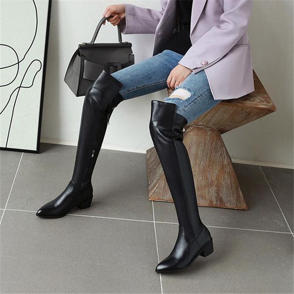 

boots 2021 shoes women black over the knee female autumn winter lady thigh high 34-43