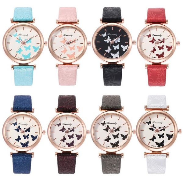 

wristwatches fashion belt series bracelet watch multicolor fine surface with butterfly ribbon joker lady wrist, Slivery;brown