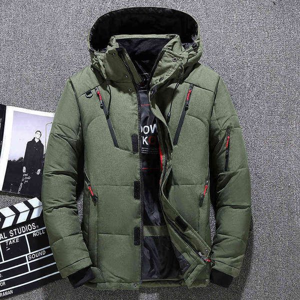 

2021 winter men's down parka jacket coat male short thick windproof hooded green black blue gray orange m-3xl, Black;brown