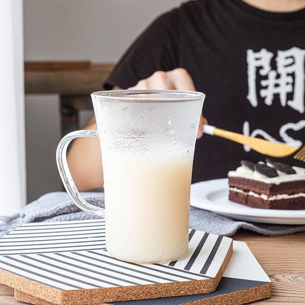 

wine glasses 400ml korean transparent flower tea glass simple fashion with milk breakfast cup creative juice