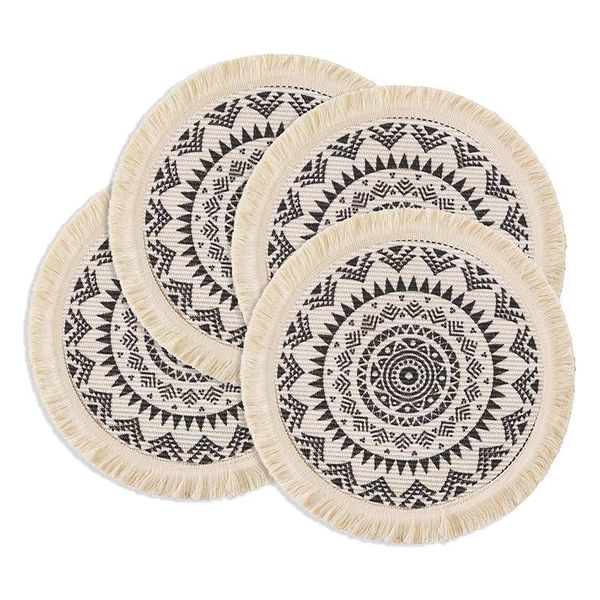 

mats & pads 4pcs round placemats,13inch cotton woven heat proof kitchen table for dinner wedding home decor