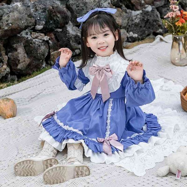 

girl spring and autumn baby long sleeve princess spanish children's dress girl lolita dress, Red;yellow