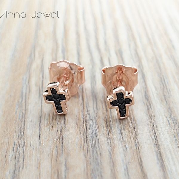 Orso gioielli 925 Sterling Silver Girls Cute Rose Gold Orecchini a croce per donne Ciondoli 1PC Set di matrimoni Regalo di compleanno Accessori di lusso Accessori di lusso 914933600