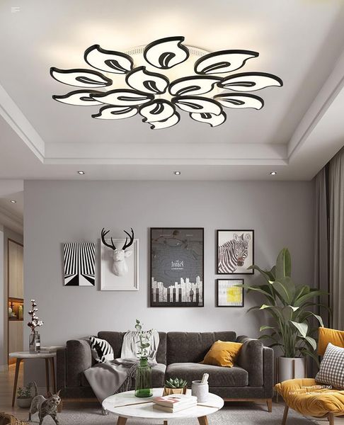 

iralan acryl moderne leds kroonluchter wit & zwart voor woonkamer slaapkamer led lustres grote thuis verlichtingsar ceiling lights