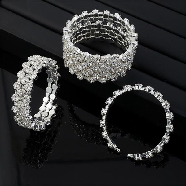 

bangle ant angel full diamond bracelet one row three rows six open multi-layer winding spiral, Black