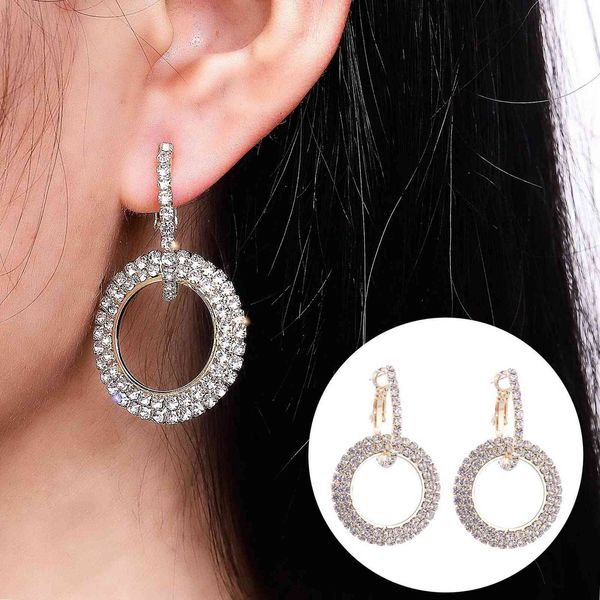 

fashion 925 silver needle double ring earrings with diamond earrings