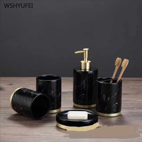 

bath accessory set 5pcs ceramic bathroom wash lotion bottle soap dish gargle cup toothbrush holder supplies