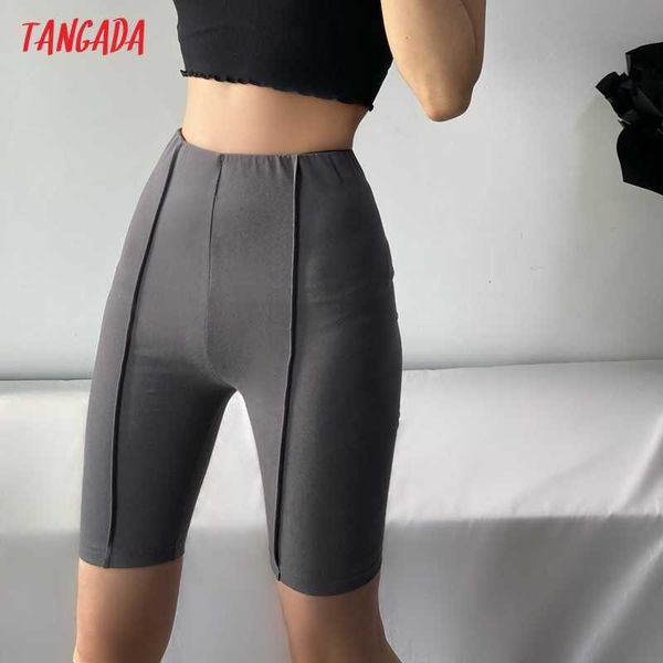 

tangada women summer stripe decorate solid strethy shorts strethy waist female retro basic casual shorts pantalones 2b15 210609, White;black