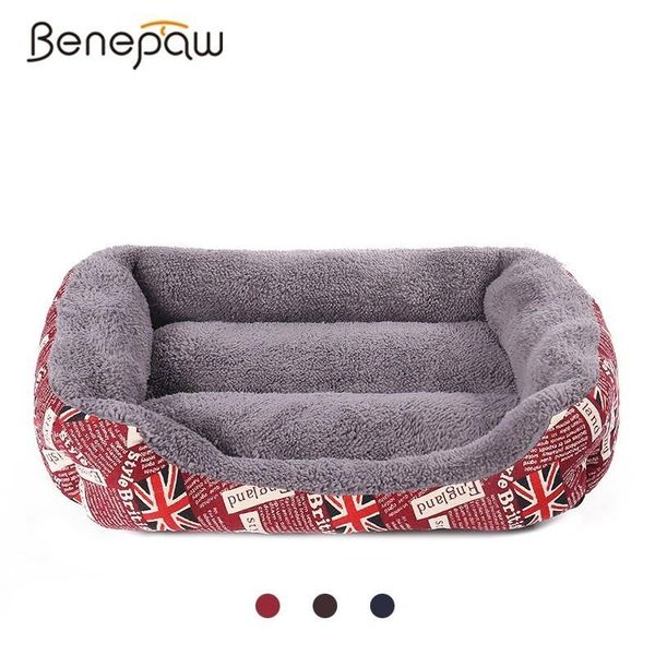 

benepaw s-3xl warming dog bed wear-resisting 3 colors print breathable house soft fleece cat puppy pet waterproof bottom kennels & pens