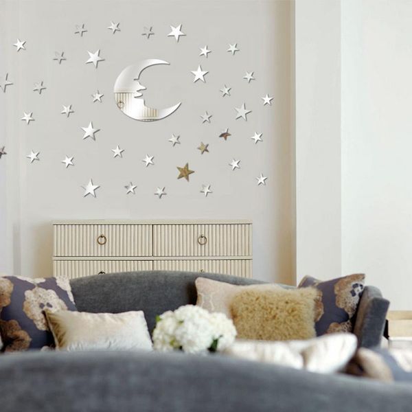 

mirrors star and moon acrylic mirror diy wall sticker decoration decals murals for living room kids nursery bathroom