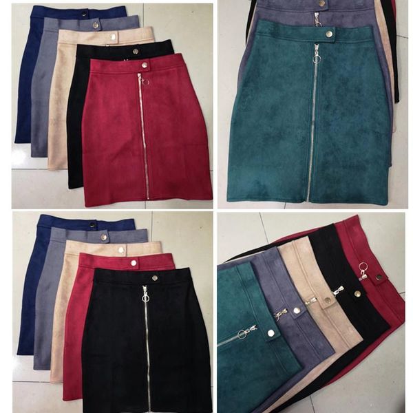

skirts women mini pencil female vintage style winter front zipper button ladies short tutu saia s1911, Black