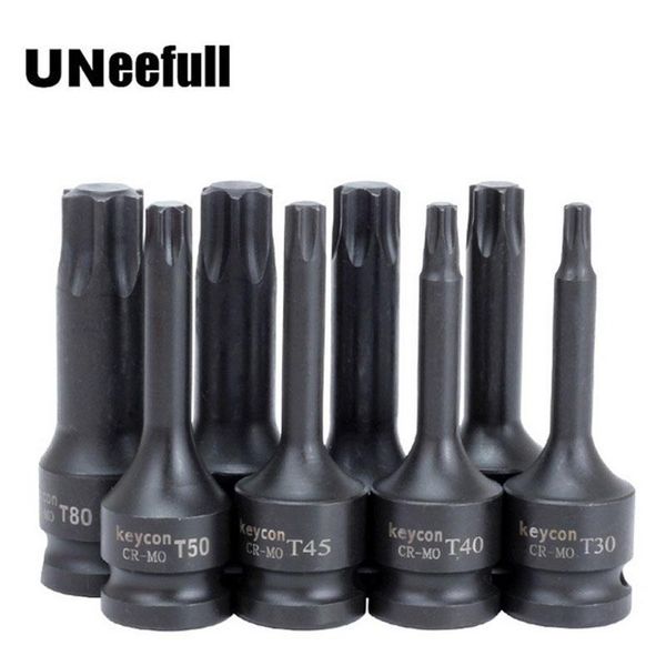 

1/2" drive impact spline bit socket set cr-mo torx head t30 t40 t45 t50 t55 t60 t70 t80 t100 for fit manual pneumatic wrenches hand too