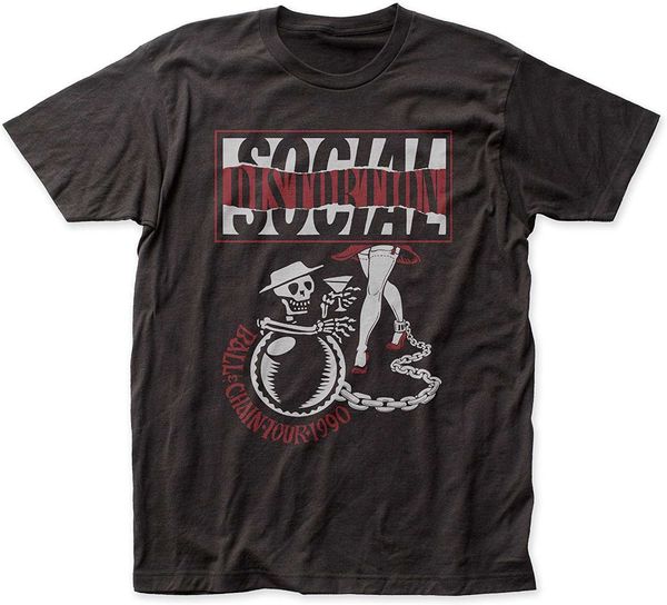 T-shirt da uomo Social Distortion Ball and Chain Tour T-shirt aderenti 100% cotone Tshirt da uomo 210629