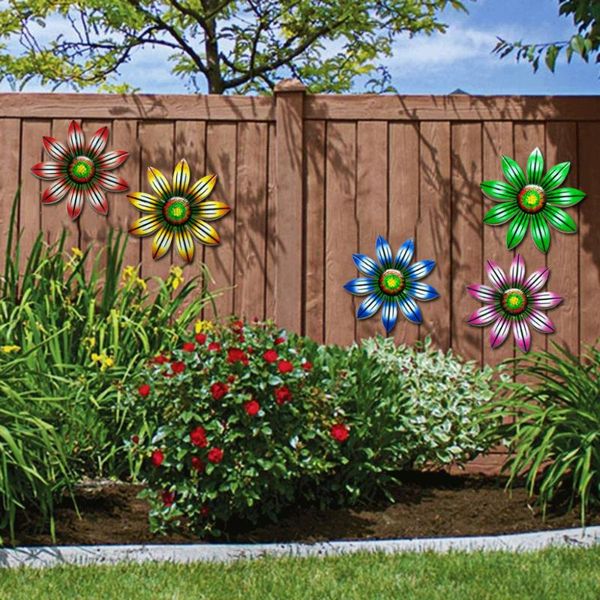 

decorative objects & figurines metal flower wall art sculpture outdoor hanging ornament for garden home decor iron decoration accessories