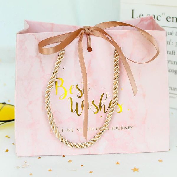 

gift wrap 2021 arrival wedding bag marble pattern packaging box with ribbon favors paper for candy cookies tableware