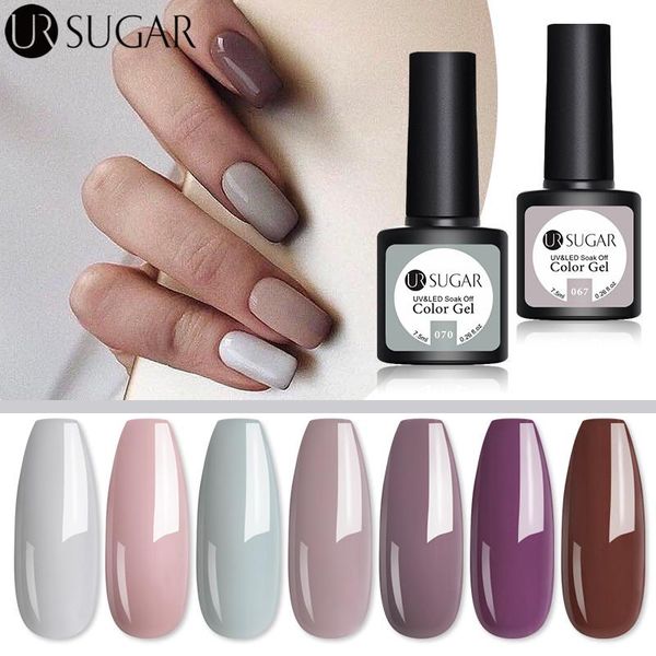 

nail gel ur sugar polish nude color series natural gray purple varnish nowipe base soak off uv led lacque, Red;pink