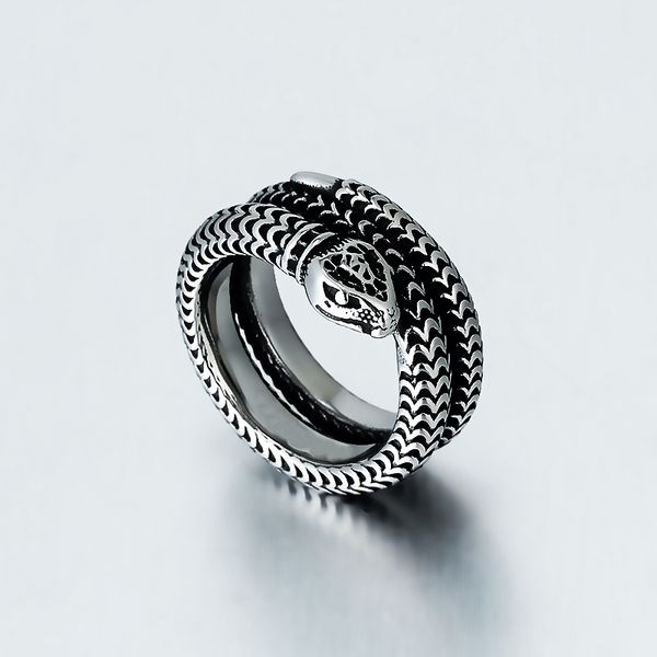 

stainless steel snake band rings for women men jewelry hip pop silver ring with box