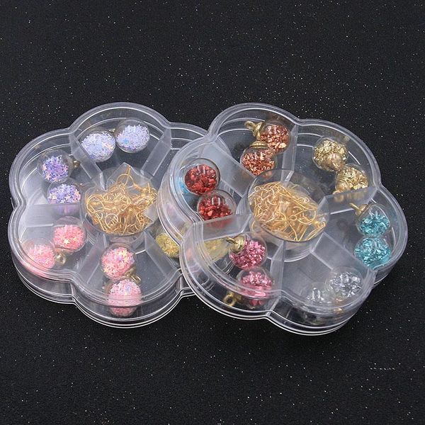 

charms 1box random 6pair/lot 6 styles charm resin 3d star ore figurine pendant with flower receive box material for diy jewelry making, Bronze;silver