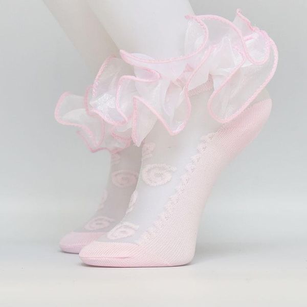 

10pairs children's baby summer crystal socks thin girl princess lace booties kids toddler ruffle hose, Pink;yellow