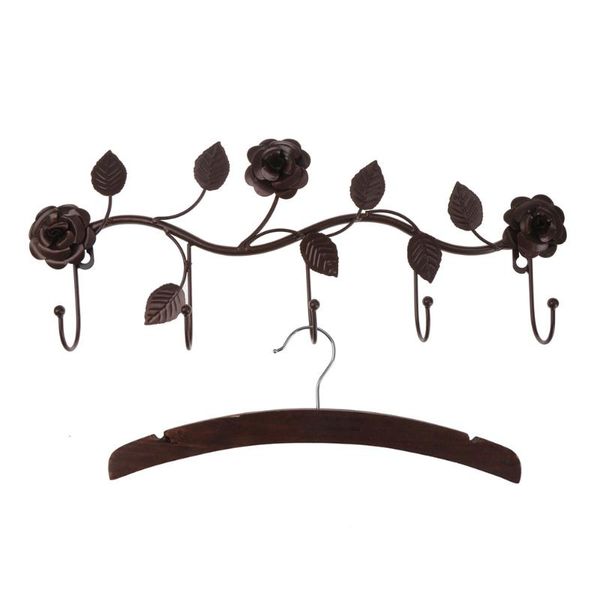 

wall hanger hooks rose leaves metal over door kitchen bathroom coat holder with nails hangers & racks