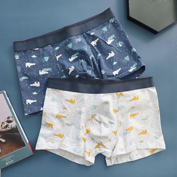 

underpants man cotton underwear polar bear print fashion mens boxers breathable cueca calzoncillos hombre male, Black;white
