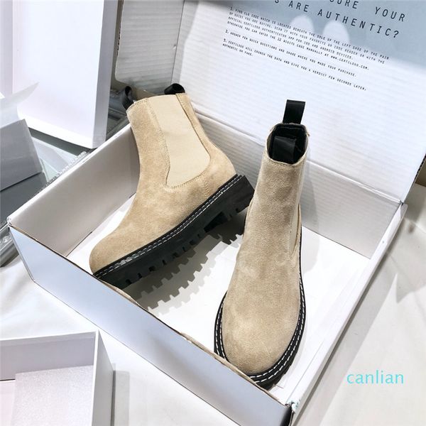 

woman classic design boots proenza italy elasticated panel chunky sole schouler boots beige suede brand new shoes, Black