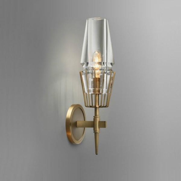 

nordic designer postmodern all copper glass led wall lamp living dining room study bedroom sample crystal light