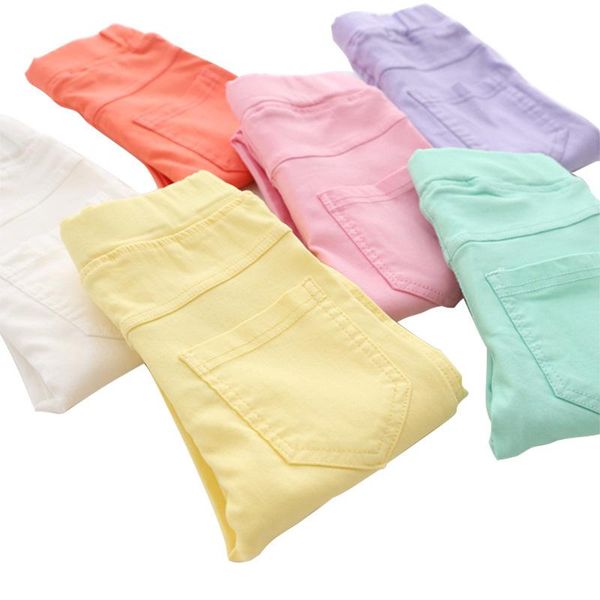 

girl stretchy pants candy color slim leggings for girls kids children clothes trousers 2 to 12 years, Blue