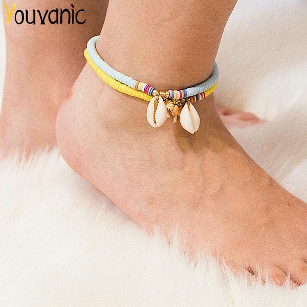 

anklets youvanic boho colorful beads anklet bracelet for women summer beach fashion shell gold tree ankle chain charms foot jewelry 0589, Red;blue