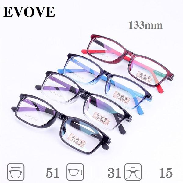 

evove 133mm narrow glasses male eyeglasses frames men spectacles for reading prescrition tr90 small fashion sunglasses, Black