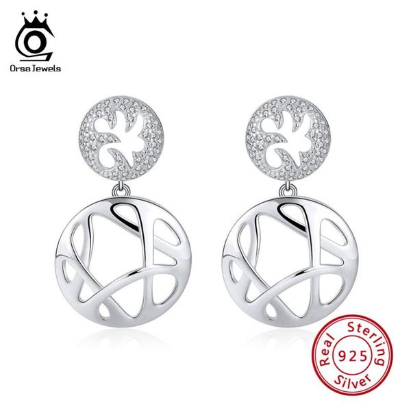 

original design 925 sterling silver drop earrings creative high-grade zircon round big eardrop se128 dangle & chandelier