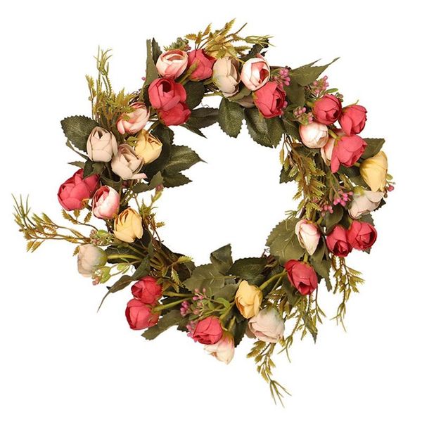 

artificial rose flower wreath with elegant for front door wedding birthday party wall window home decor decorative flowers & wreaths