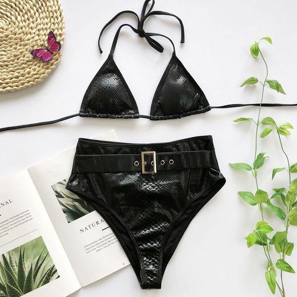 

snake none vintage bikini mujer high waist swimwear women push up swimsuit female belt brazilian bikini bathers bathing suitby
