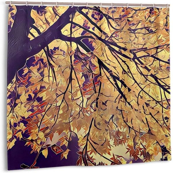 

shower curtains autumn tree waterproof curtain, cartoon curtain