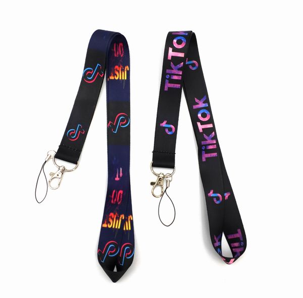 

small wholesale 10pcs cartoon tiktok keychains boy girl love lanyard neck key strap for phone keys id card badge mobile lanyards, Silver