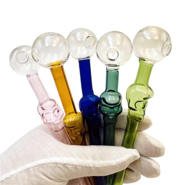 Fabricar tubo de tubo de vidro de esqueleto colorido, colher de remédio, perfuração de óleo de vidro e acessórios de produção de óleo entrega grátis