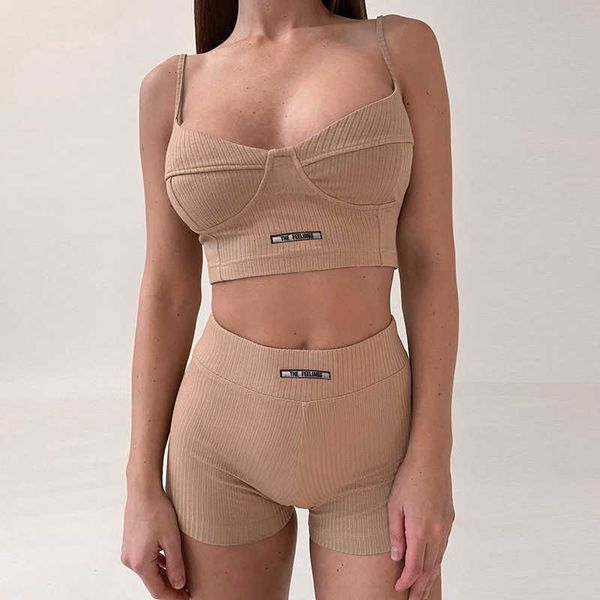 

wind sports suspender vest chest cup off shoulder shorts set, White;black