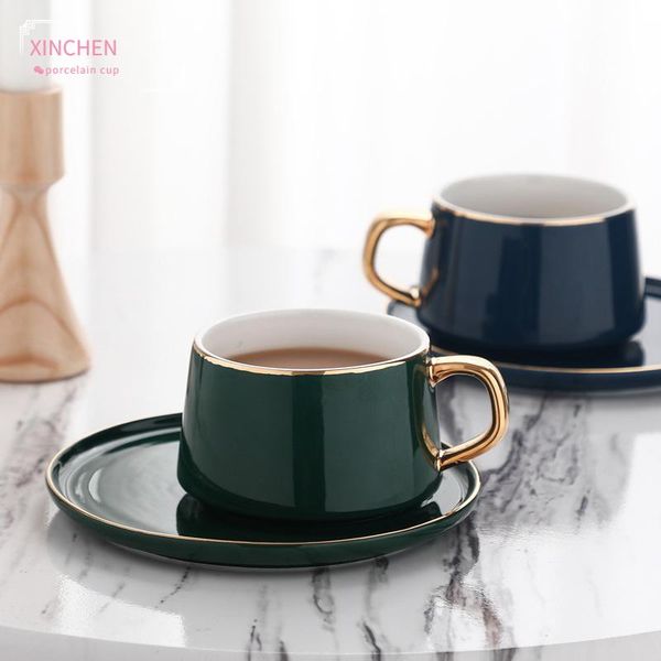 

mugs european ceramic coffee cup classic simple pure color mug set with spoon luxury high value afternoon tea gift souvenir