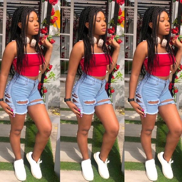 

women's shorts hollow out ripped jeans plus size summer women fashion high waist tassel denim booty female mini short pants, White;black