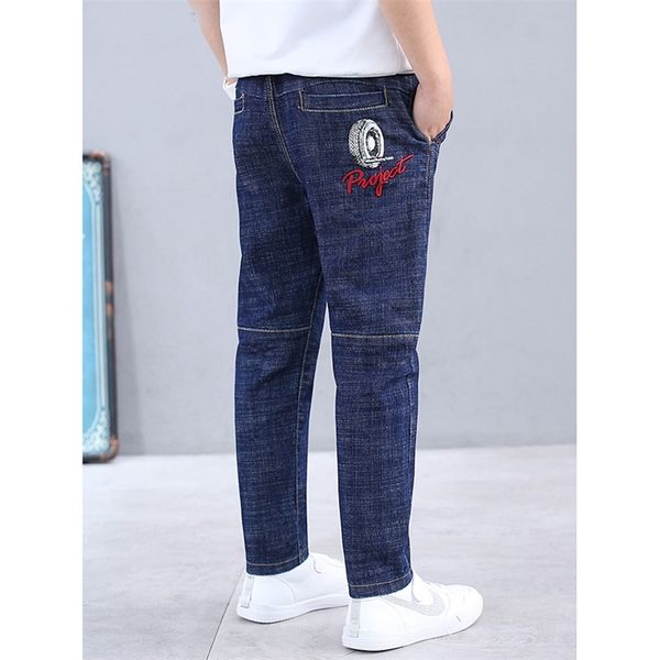 

fat boys jeans fashion big boy solid color denim pants autumn spring children clothing cotton loose elastic for kids 210622, Blue