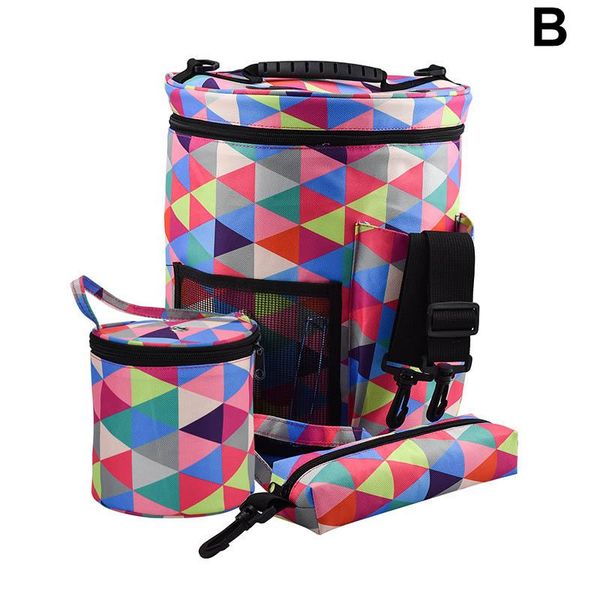 

storage bags waterproof crocheting supplies printed round bag with handle zip mesh pouch zpt5