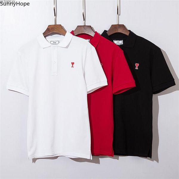 

men's polos 2021 women of love embroidered couple short sleeve shirt, black, white designer clothing algod, White;black