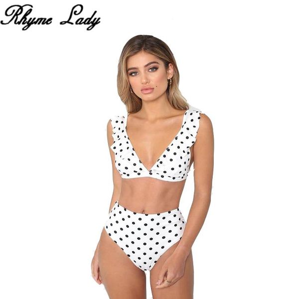 

women's swimwear rhyme lady high waist brazilian bikini push up girl dot thong bathing suit maillot de bain summer woman beachwear, White;black