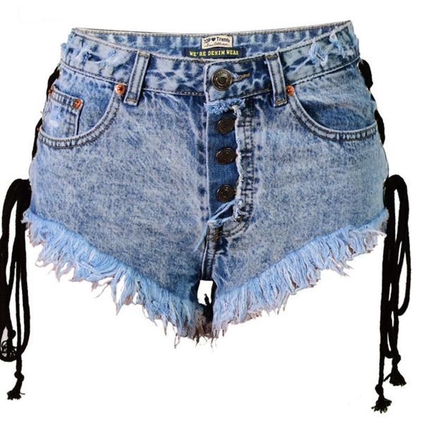 

women's jeans [ewq] 2021 spring summer arrivals high waist solid pattern pockets bleached tassel women casual straight shorts ay56305xx, Blue