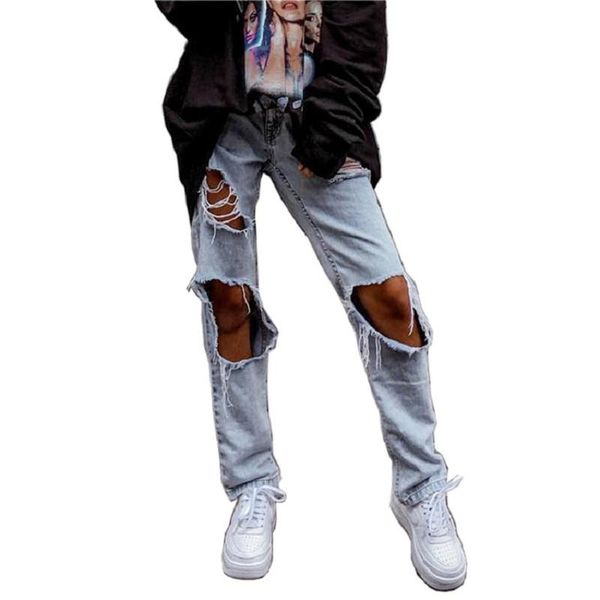 

jean baggy femme spijkerbroeken dames women jeans boyfriend hollow pantalon taille haute ripped woman streetwear pants women's, Blue