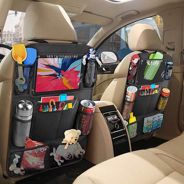 Organizer per auto sedile posteriore multi-tasca copri sedile posteriore con supporto per tablet touch screen tappetini anti-calcio per viaggi per bambini