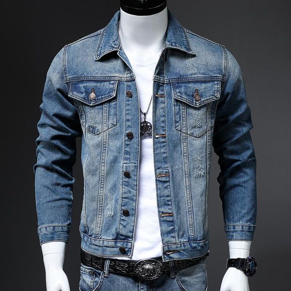 

men's jackets skinny denim jacket men vintage trendy classic design jean coat spring autumn fashion slim streetwear motorcycle outercoa, Black;brown