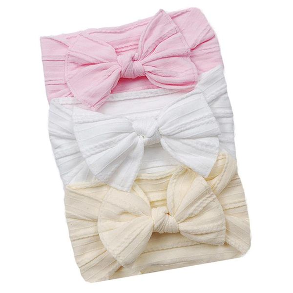

hair accessories 3pcs/set baby band set for girls bow elastic headbands twisted cable design turban kids headware, Slivery;white